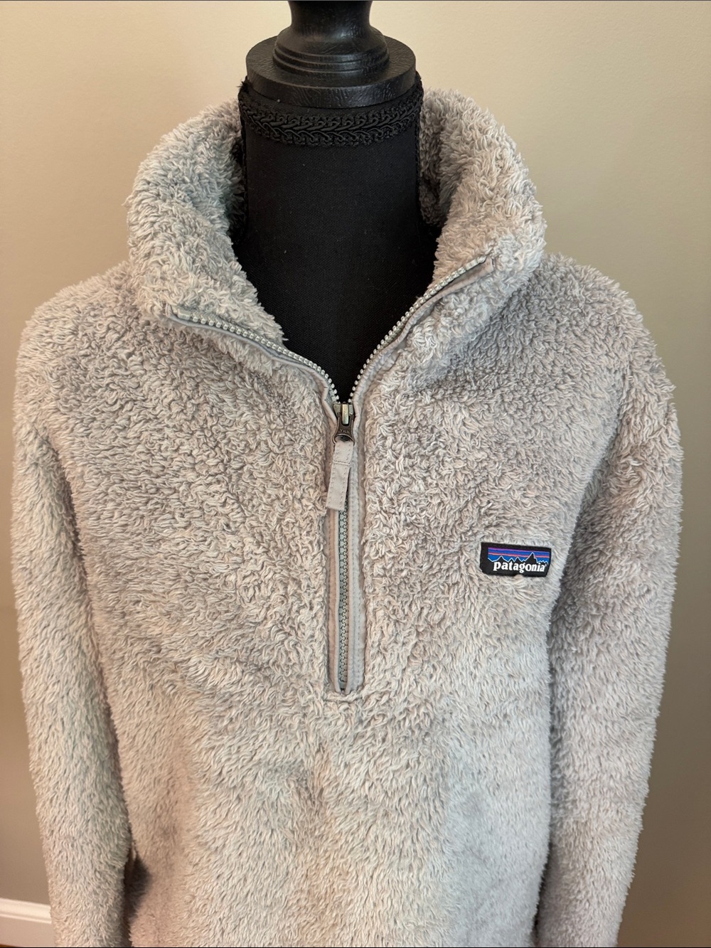 Patagonia Women’s Large Gray High-Pile Fleece Quarter Zip Pullover Sherpa Jacket - Picture 4 of 6
